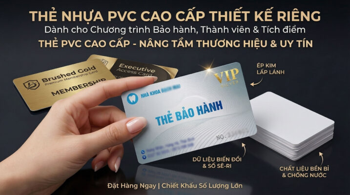 Thẻ tên PVC ép kim cao cấp là lựa chọn hoàn hảo cho doanh nghiệp và cá nhân muốn thể hiện sự chuyên nghiệp và đẳng cấp. Sản phẩm được làm từ chất liệu PVC bền bỉ, chống trầy xước, kết hợp công nghệ ép kim sang trọng giúp logo và thông tin nổi bật, tinh tế. Thẻ phù hợp sử dụng làm name card, thẻ nhân viên, thẻ thương hiệu giúp nâng tầm hình ảnh doanh nghiệp và tạo ấn tượng mạnh với khách hàng.